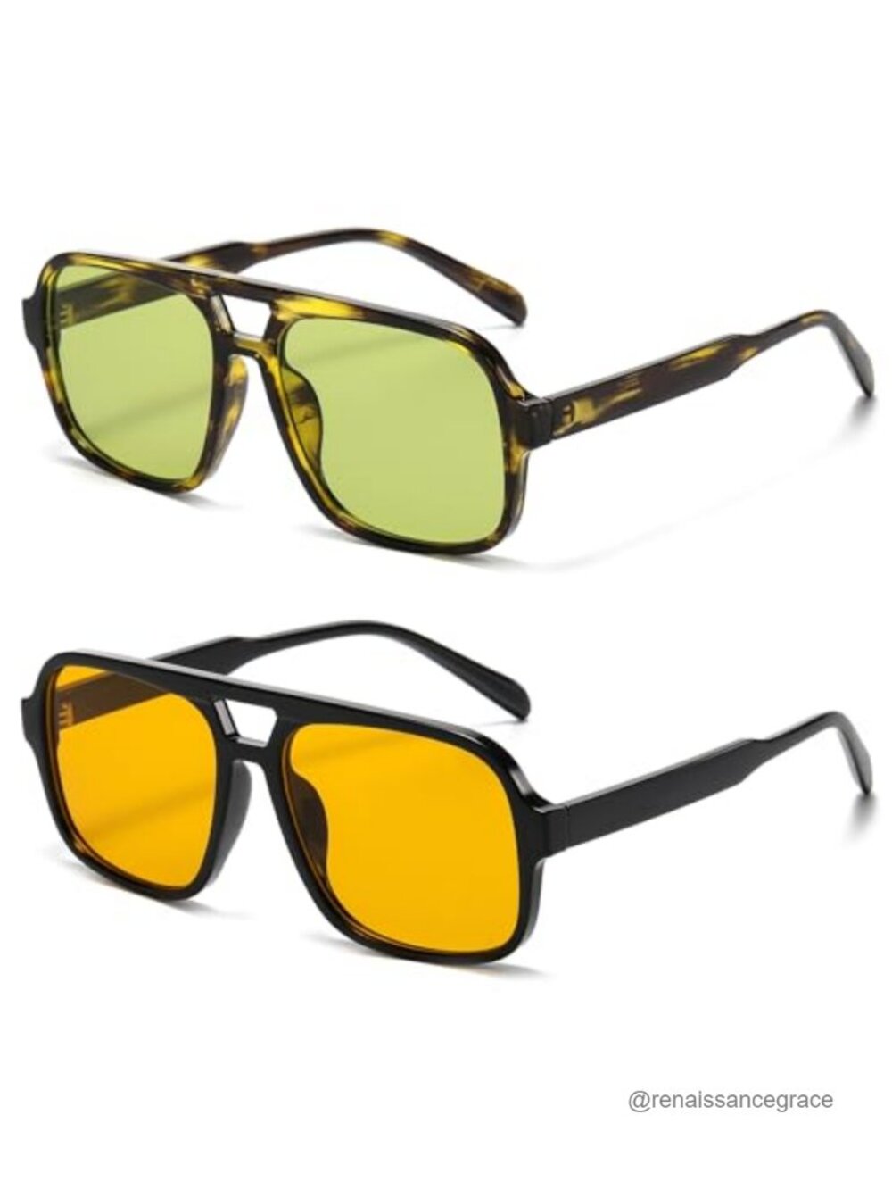 Retro Square Aviator Sunglasses UV400 Protection Oversized Vintage Shades